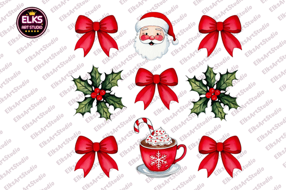 Christmas Clipart Coquette Christmas Png for Illustrations