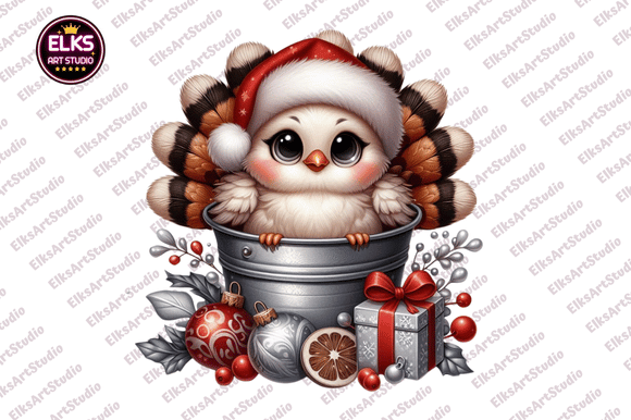 Christmas Cute Animals in Bucket Png Illustrations Review