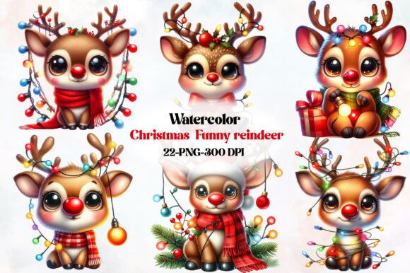 Christmas Funny Reindeer Clipart: A Designer's Review of Illustrations