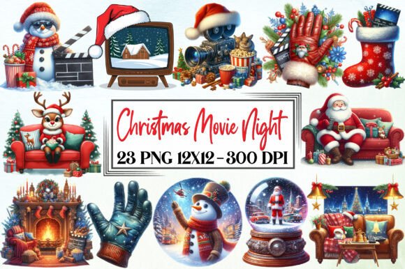 Christmas Movie Night Sublimation: A Review of Festive Illustrations