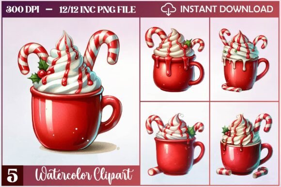 Christmas Mug with Cream Clipart for Modern Illustrations