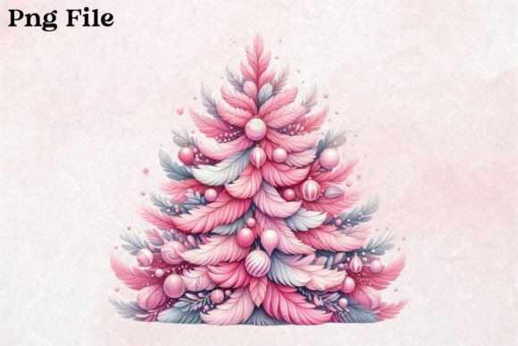 Christmas Pink Tree Clipart PNG for Modern Illustrations