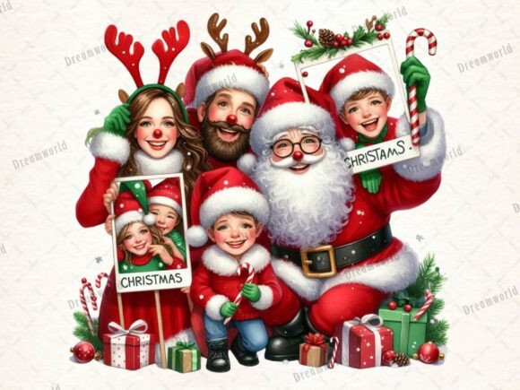Christmas Santa Family PNG: Premium Illustrations for Modern Publishing