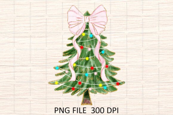 Christmas Tree Bow PNG Winter Design for Branding