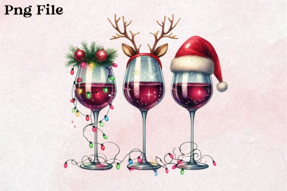 Christmas Wine Glass Clipart PNG for Modern Illustrations
