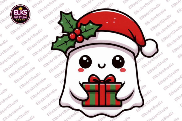 Cute Christmas Ghost Sublimation Png for Illustrations