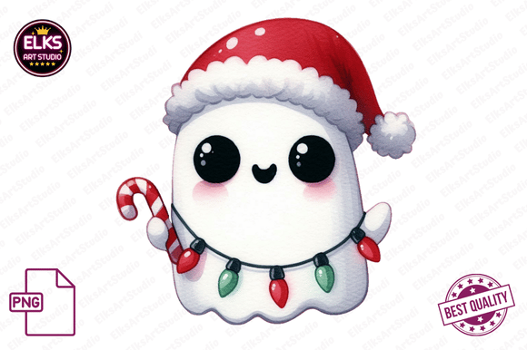 Cute Christmas Ghost Tree Cake Png in Illustrations