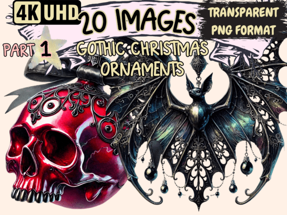 Gothic Christmas Ornaments P1 Illustrations Review