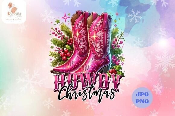 Howdy Christmas Pink Cowgirl Boots: A Review of This Festive Illustrations Asset