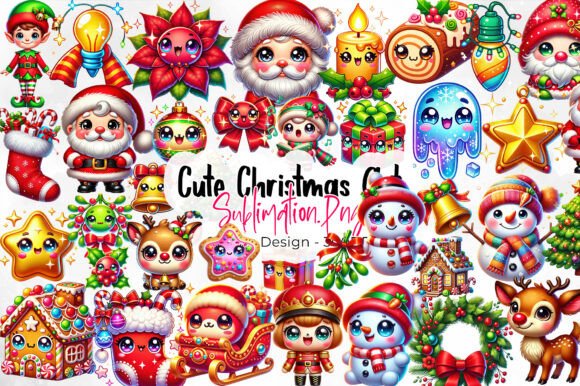 Kawaii Christmas Clipart Bundle: Festive Illustrations for Handmade Creators