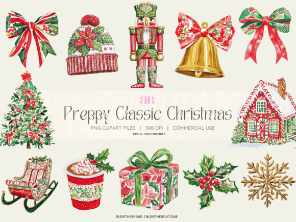 Preppy Nutcracker Christmas Clipart PNG for Modern Illustrations