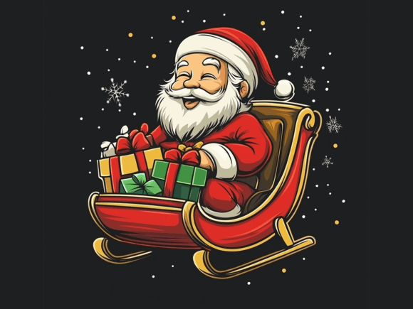 Santa Snowmobile Christmas Vector Art for Illustrations