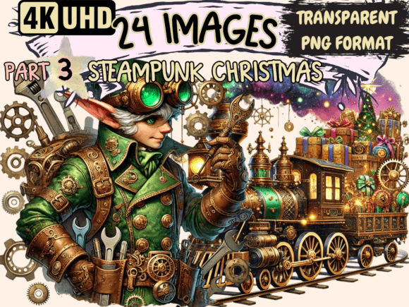 Steampunk Christmas Clipart P3: A Brand Designer's Review of These Illustrations