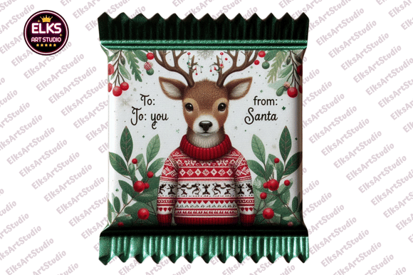 Watercolor Christmas Candy Shop Clipart for Illustrations